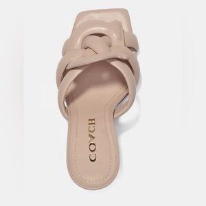 Coach Blush Nude Leather Knotted Mule Heels Square Toe Size 7